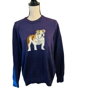 Tommy Hilfiger Purple Crewneck Bulldog Elbow Patch Sweater M